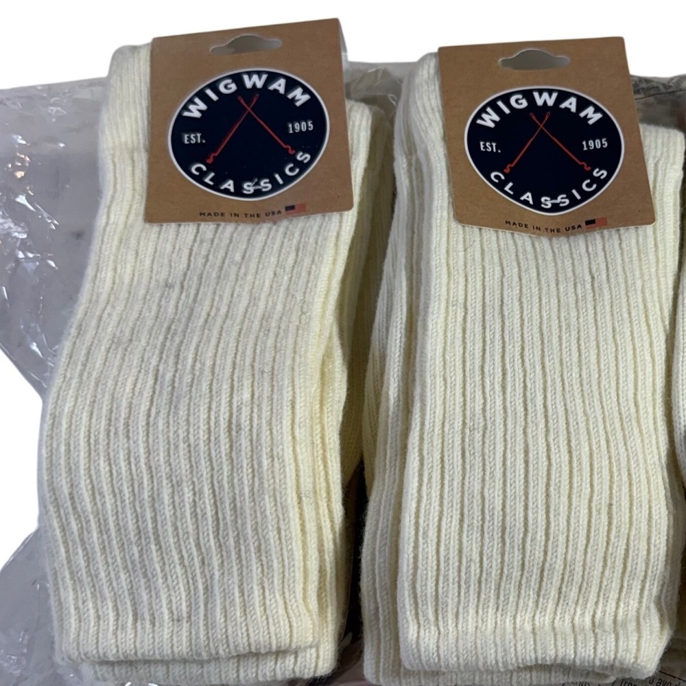 Wigwam Wool Blend Crew Socks Large White 15 Pair Lot USA